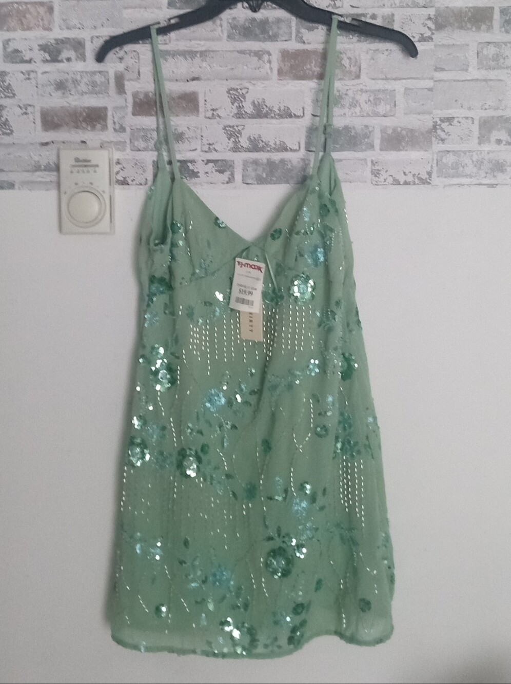 Green Sequin Embellished Spaghetti Strap Women's  Dress New With Tags Small